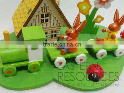 Easter Decorative Train with Wooden Rabbit