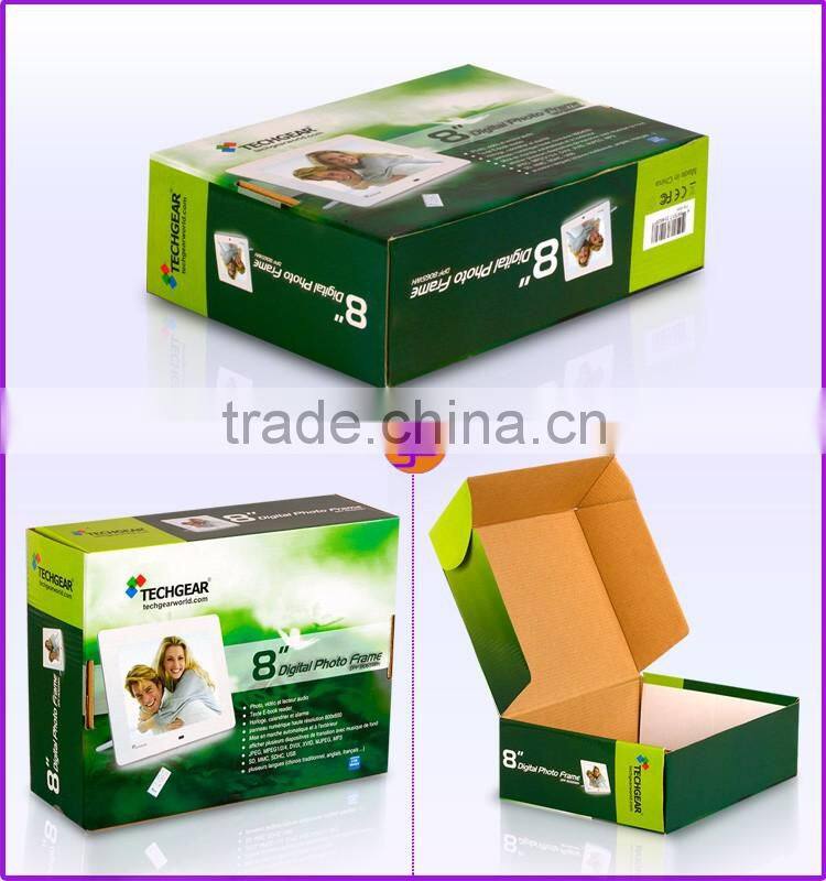 Custom E Flute Corrugated Cardboard Color Printed Roll End Tuck Top Paper Packaging Box with the Dust Flaps