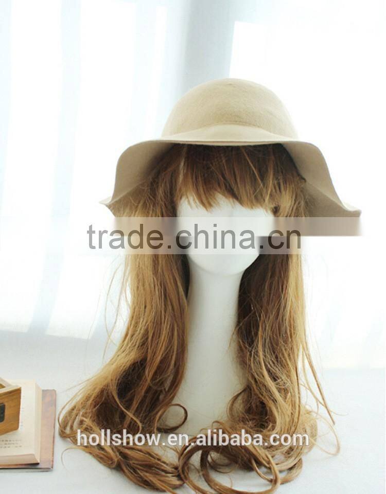 New Arrival Casual Vintage Elegant Lady Women Wide Brim Fedora Real Wool Hat