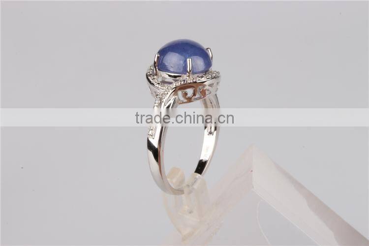 blue gems 925 Sterling Silver Cubic Zircon Silver Ring Design Wholesale Wedding Ring
