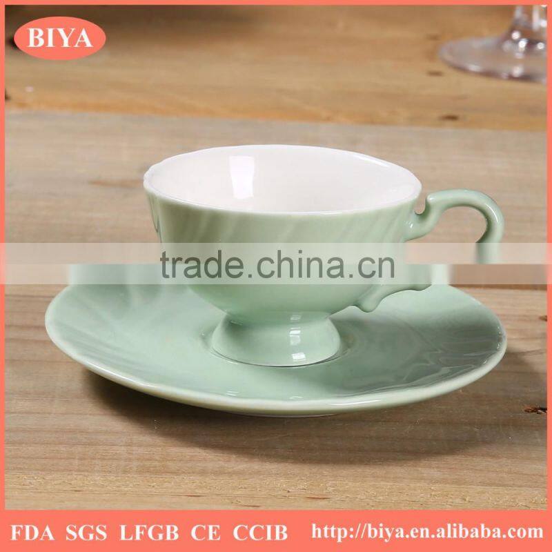 high quality color bone china porcelain ceramic bulk tea cup and saucer double glazed for home used or gift package