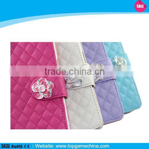 Leather wallet case for htc one m7 diamond leather case