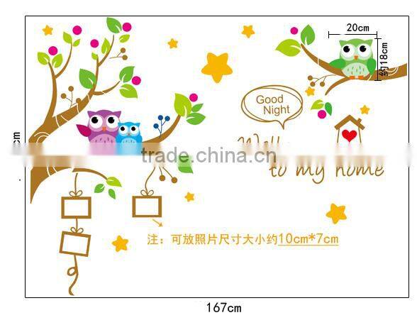 ALFOREVER the owl photoframe sticker,owl tree photoframe decals