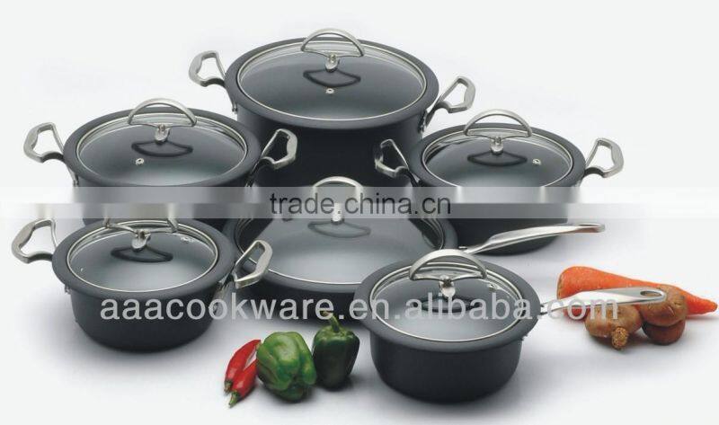 2015 New Products 12PCS High Quality 2.5mm Hard Anodized Aluminium Cookware Set With Plated Copper Surface For Wholesale