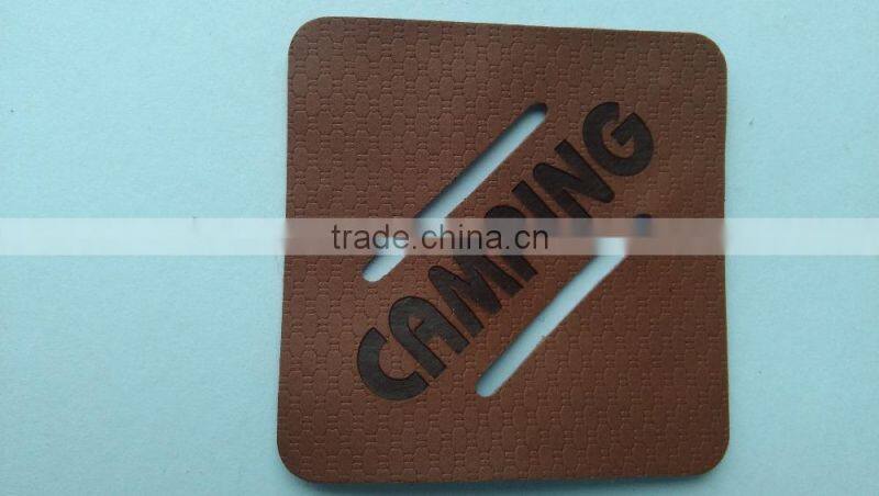 custom hollow out special shape leather patch badge