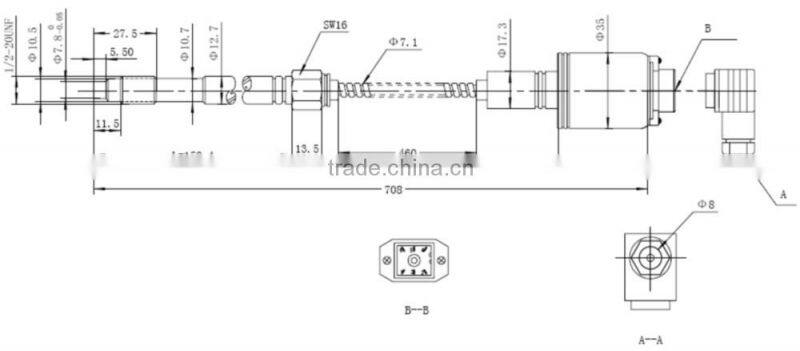 Melt pressure transducer with flexible tube , Hirschman connect