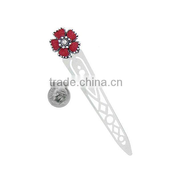 Silver fleur de lis bookmark with clear crystal accents metal crafts