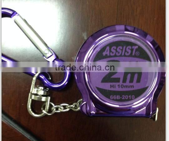 Assist 2m 6ft key chain pink measuring tape tape measure