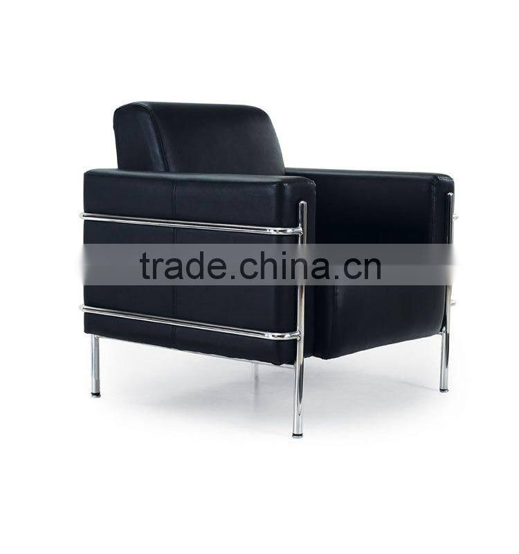 Hot Sale Modern Black Leather Sofa With Steel Frame