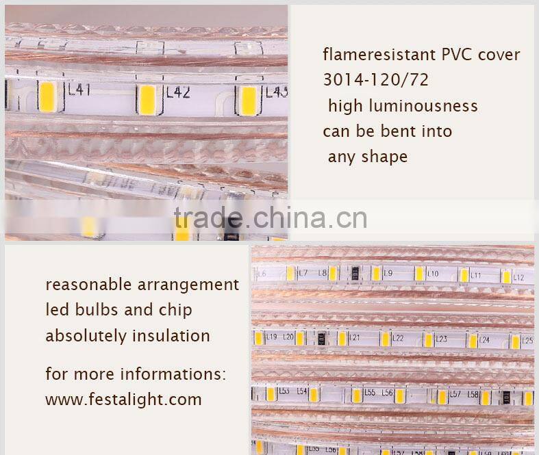 3014 220V high lumen super brightness decoration led strip light