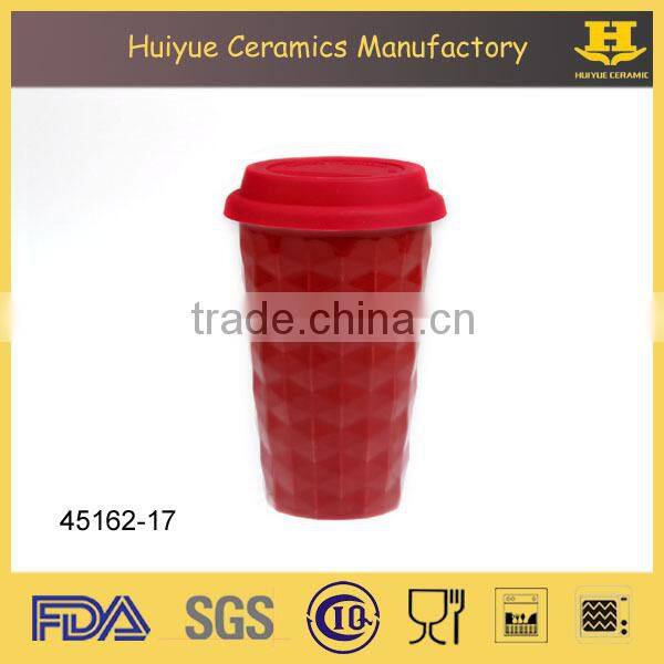 printing cup with silicon lid, porcelain cup with lid