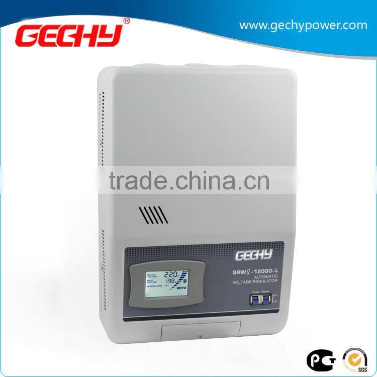 SRWII-12000-L single phase wall mounted LCD display relay control type full automatic AC voltage regulator/stabilizer/AVR
