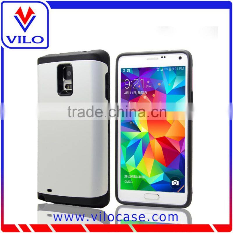 Combo materails card hold touch armor hybrid case for samsung note 4 with mirror