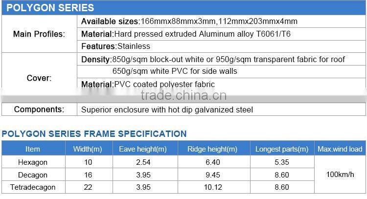 Big Decagon Tents and hexagon Domes marquee for wedding and party