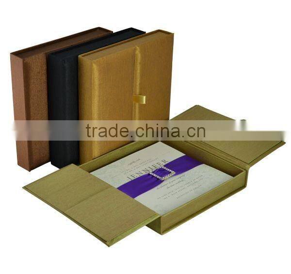 Good quality customized luxury silk wedding invitation box