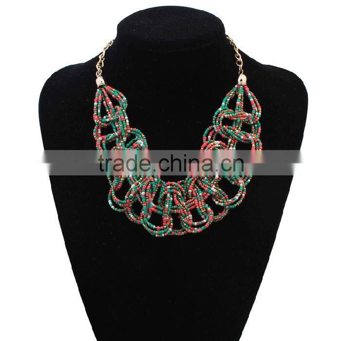 Fashion accessories for women braided bohemian beads necklace