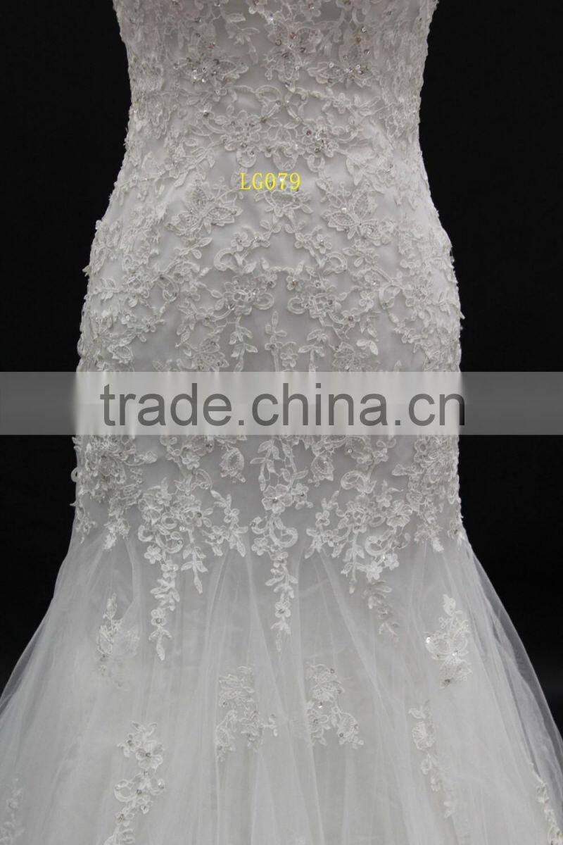 Best selling Alibaba wedding gown sexy low back lace up back sleeveless mermaid wedding dress