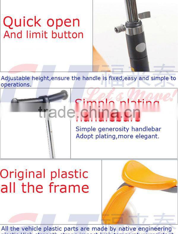 The Newest fashion 2 in 1 FLT-1006 three wheel scooter with strong steel and PU wheel for sale in 2013