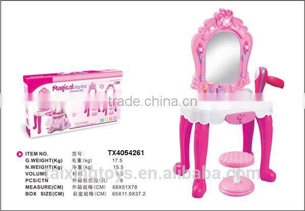 Kids play house Multifunctional Magic Dresser Sets Table with Stool&Music&Light