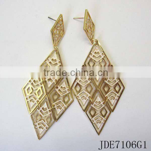 Fashion gift rhombus connector earrings