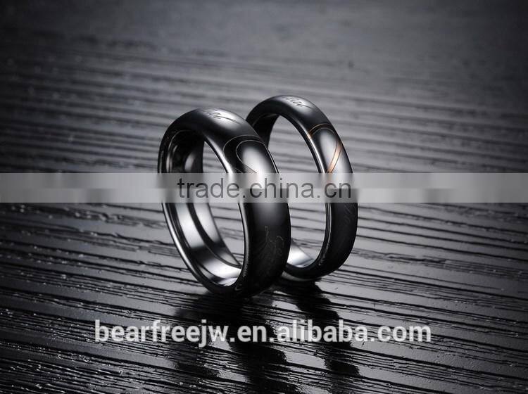 Matching Mens & Womens Heart Shape Tungsten Carbide "Real Love" Promise Ring Set Couples Engagement Wedding Bands
