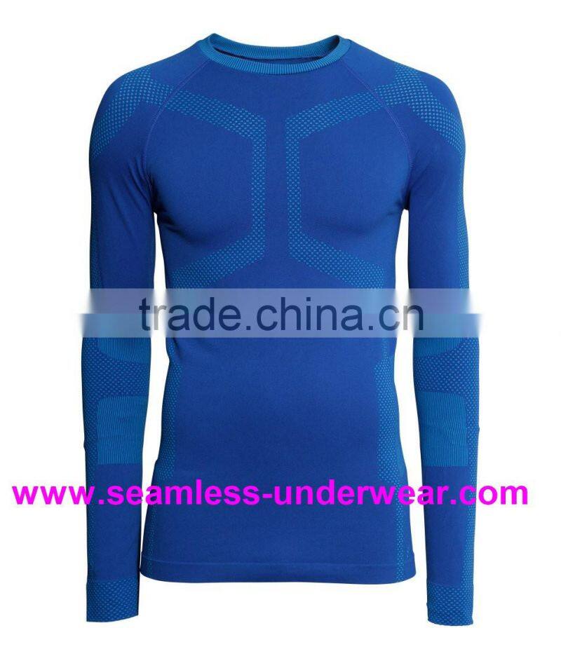 Polypropylene + Nylon + Spandex Cycling Base Layer, Men's Seamless Compression Base Layer for Skiing, Jogging & Training