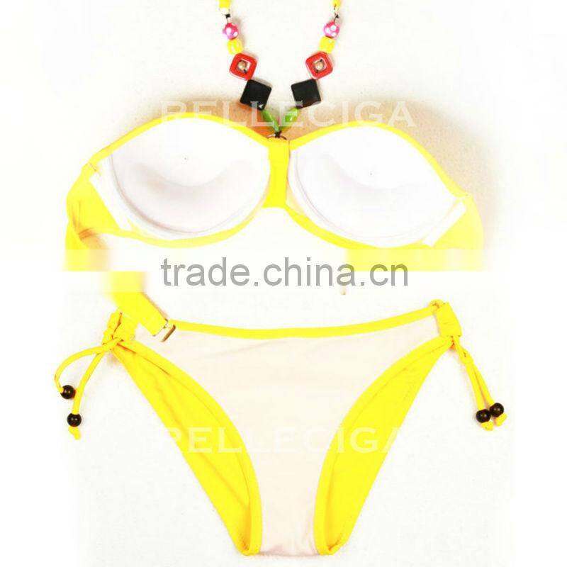 In stock! RELLECIGA Jungle Jewel Fashion Bandeau Bikini Swimwear - Classic Solid Purple with 1/2 Mild Push-up Cup