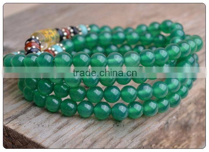 Green Crystal 108 beads bracelets, buddha bracelets ,fashion bracelets