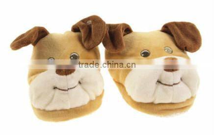 Cheap Plush Indoor dog shape Warm Winter Slippers and Shoes for Kids / OEM factory with ICTI audit kids shoes