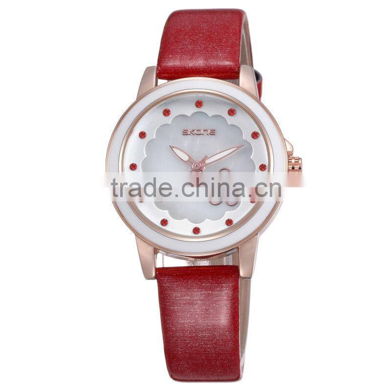 9347 Latest flower watch leather bracelet women watches clock movement parts