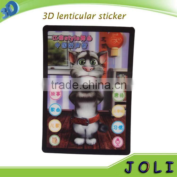 custom logo	cartoon character moving 3d lenticular sticker for toys