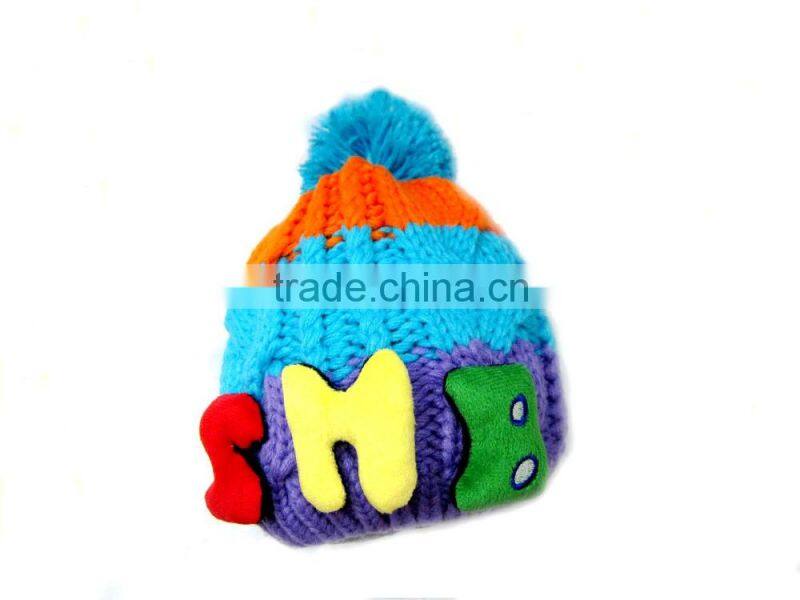 Wholesale Custom Colorful Acrylic Printing Crochet Kids Winter Hat