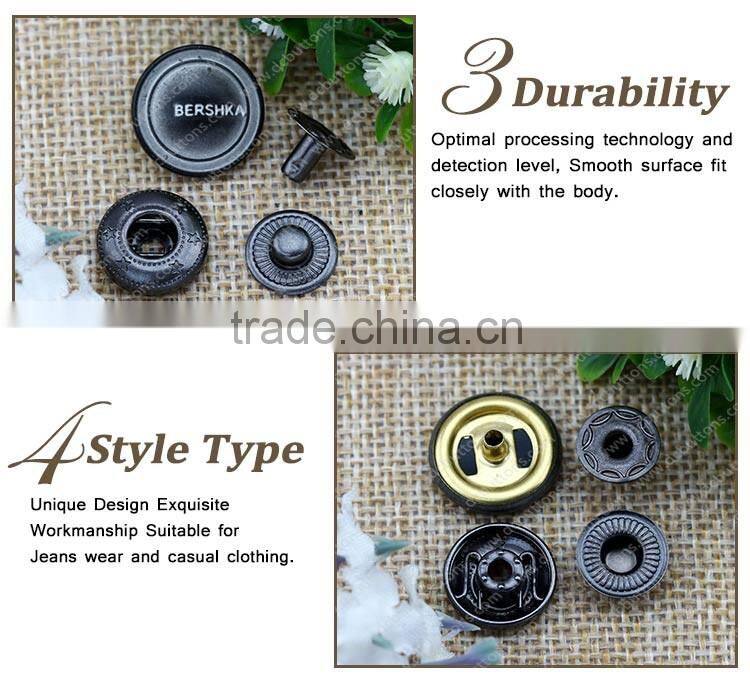 17MM Hot sale copper button custom spring snap button tor jacket bags