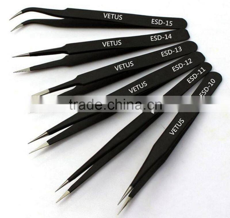 High Quality Vetus ESD Stainless Steel New Fine Point Tweezers Set Needle Nose Tweezers