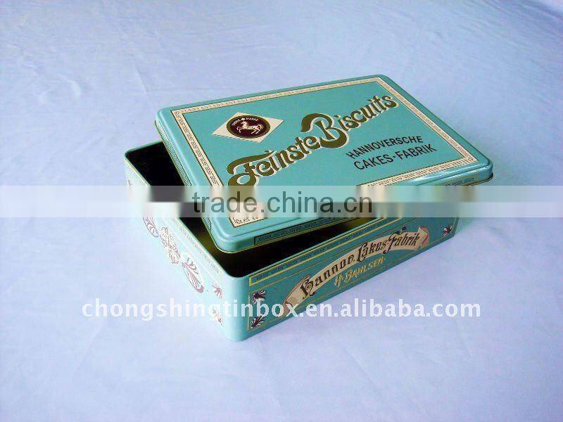 rectangular metal christmas tin box