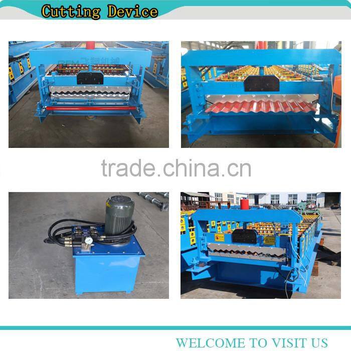 Corrugated metal roof panel forming machine on slae
