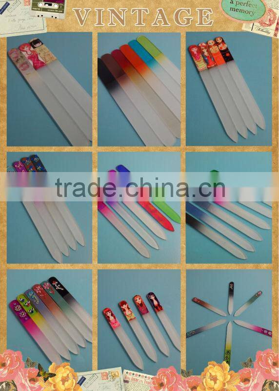 BLC-020 140mm With diamond on handle point tip glass nail files with rhinestones