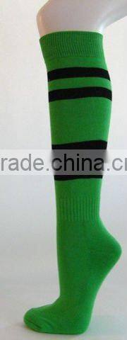 professional quality men's red nylon designer stripes knee high customized wholesale long football socks