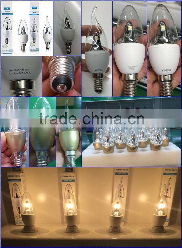 TIWIN 4W LED candle 5700K flame white body with CE,RoHS&TUV certification