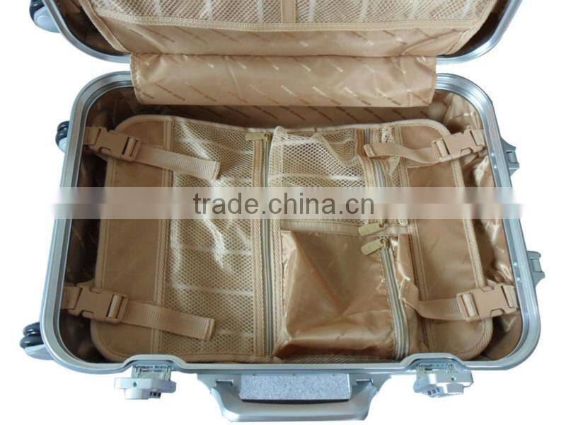 2014 new design aluminium material trolley luggage, suitcase,20,24,28 luggage