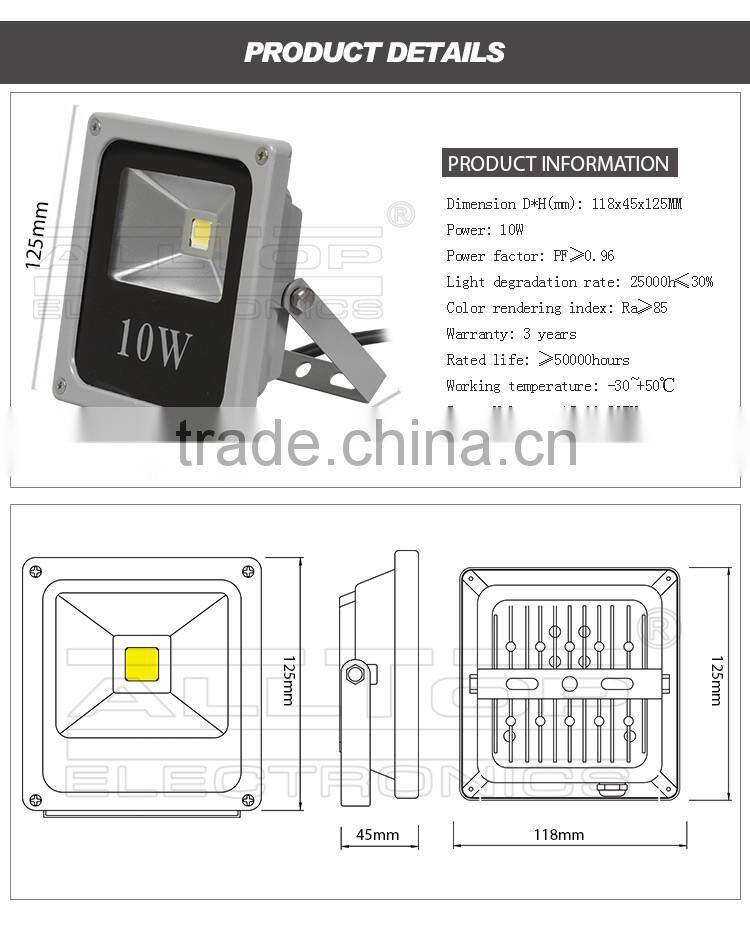 Waterproof IP65 Outdoor High lumen Bridgelux Cob led 10w flood light