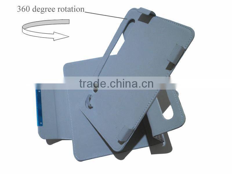 2014 New style hot selling custom stylish universal 360 degree rotation cartoon leather smart case for 7 inch tablet