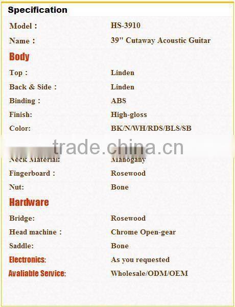 wholesale&OEM 39" 40" 41" beginner acoustic guitar electric music guitar