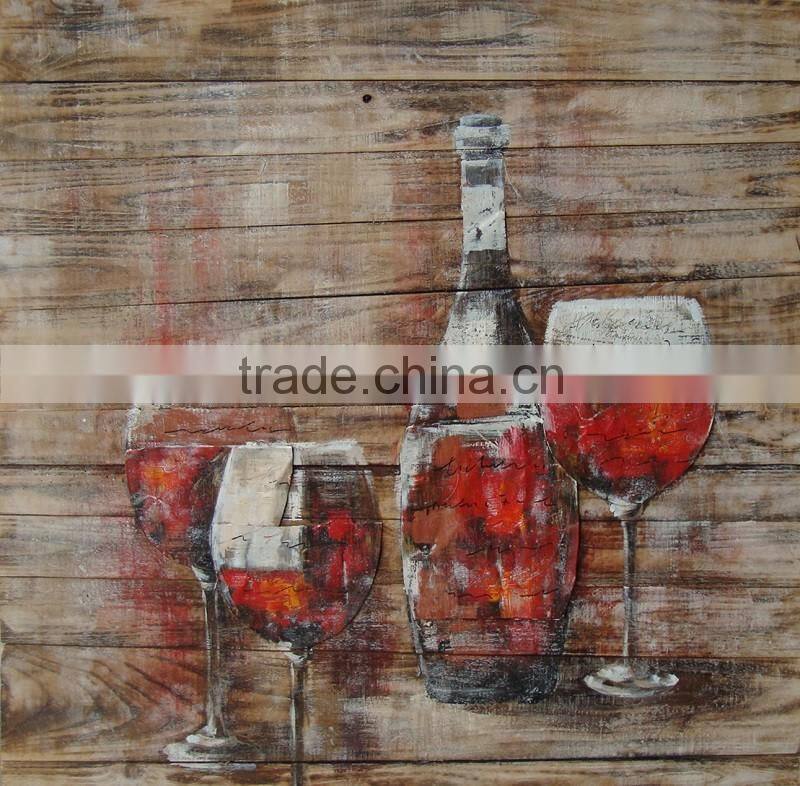 Modren Wine Party MB173 High Quality Handmade Art Wall Still Life Painted on board Oil Painting