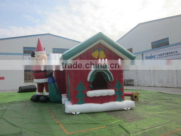2016 Hot Sale Amazing Christmas Inflatable Castle Bouncer Santa House For Hot Sale
