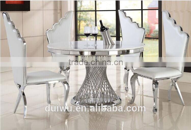 Foshan shunde hotel stainless steel marble round dining table