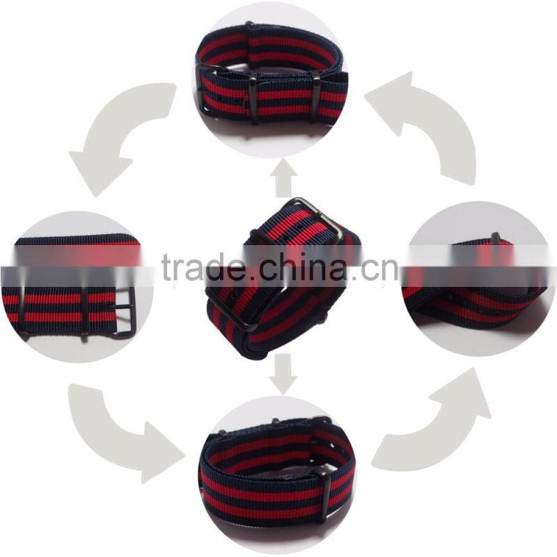 New Arrival Black Red Stripe Custom Nato Nylon Watch Straps
