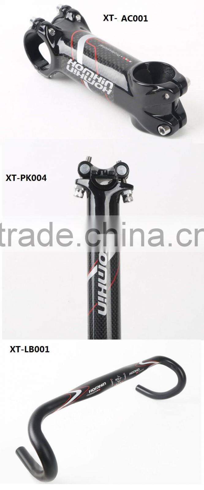 HS006 Three Piece Set Road Racing Bicycle Cruiser bullhorn bar Handlebar Stems Riser Bicycle Seat post alloy seatpost HOMHIN