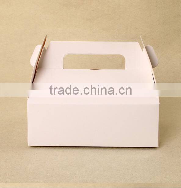cheap 350g large white kraft paper cake box with handle cracker box chicker box