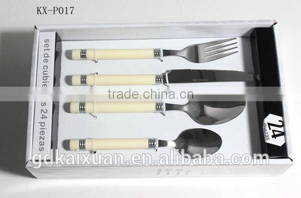 24PCS Plastic Handle Cutlery Set With PVC Box